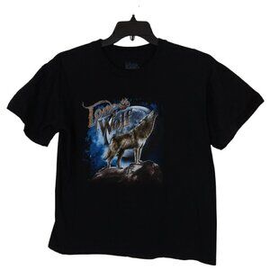 Lifestyle Classics | Black Lone Wolf Cotton Tee Shirt | Size M